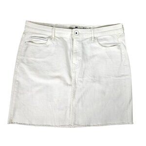 Vineyard Vines Candiani Denim Fabrics White Denim Skirt Women's Size 12 Raw Hem